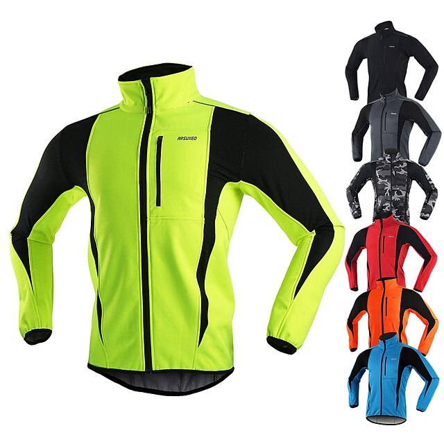 Arsuxeo Men's Cycling Jacket Bike Jacket Winter Softshell Fleece Jacket