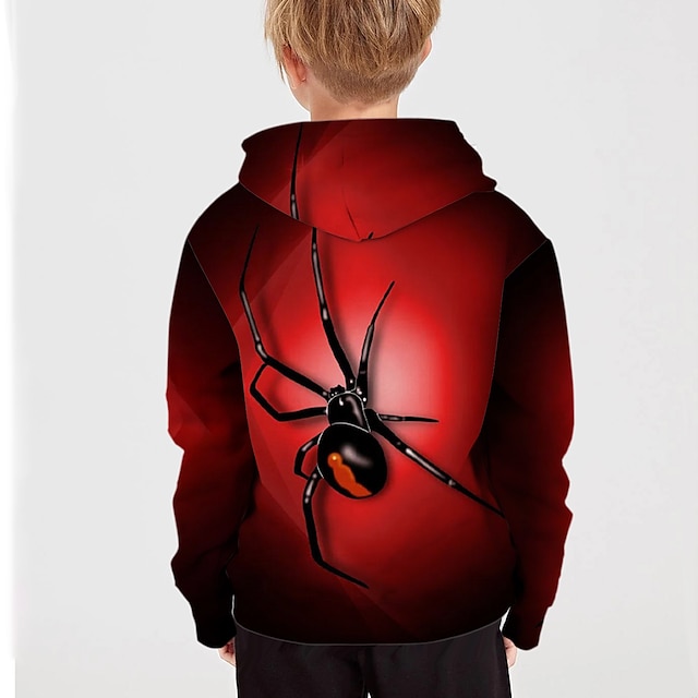 Baby & Kids Boys Clothing | Kids Boys Hoodie Long Sleeve Red 3D Print Spider School Daily Indoor Active Cute 4-12 Years / Fall -