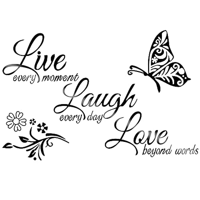  3PC inspirational wall stickers acrylic mirror wall sticker live every moment, laugh every day, love beyond words text sticker decal art family stickers DIY Home Decoration Wall Decal