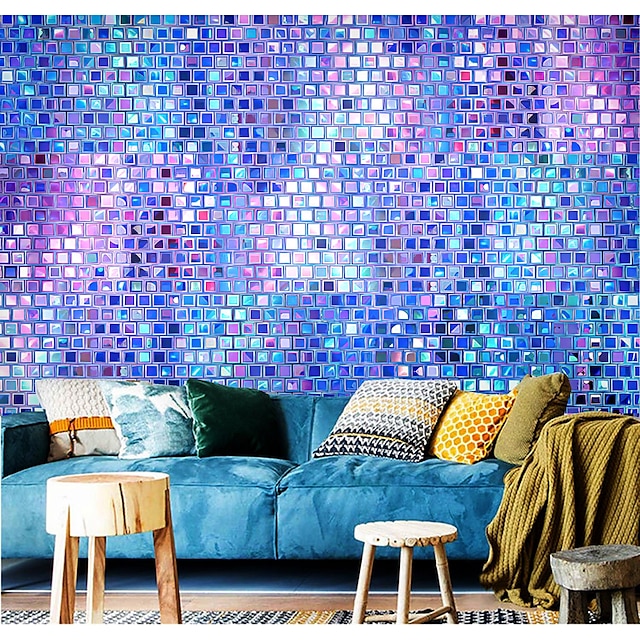  tapet mural autocolant de perete care acoperă imprimare personalizate peel and stick detașabil autoadeziv cristale albastru-violet pvc / vinil decor acasă