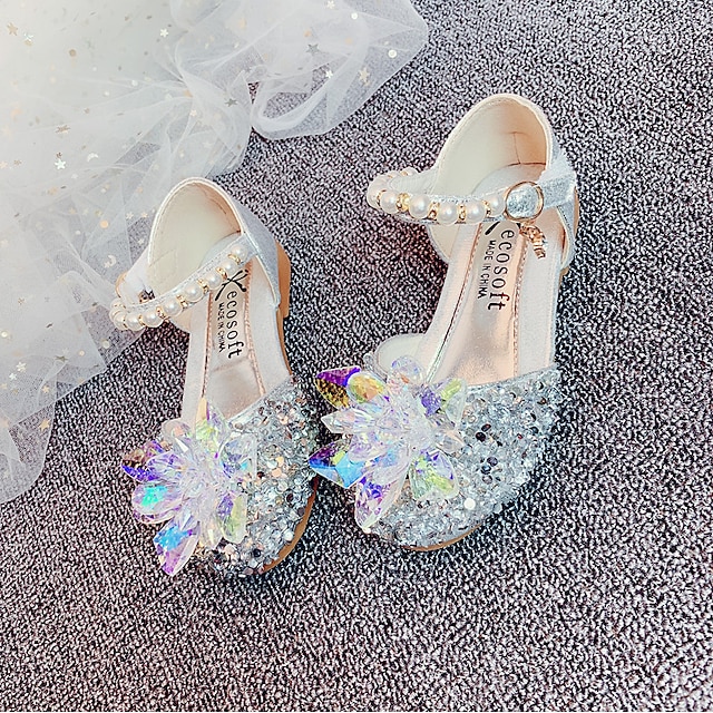 Shoes & Bags Kids Shoes | Girls Flats Mary Jane Flower Girl Shoes Princess Shoes Rubber Cartoon Design Cute Sequins Little Kids(