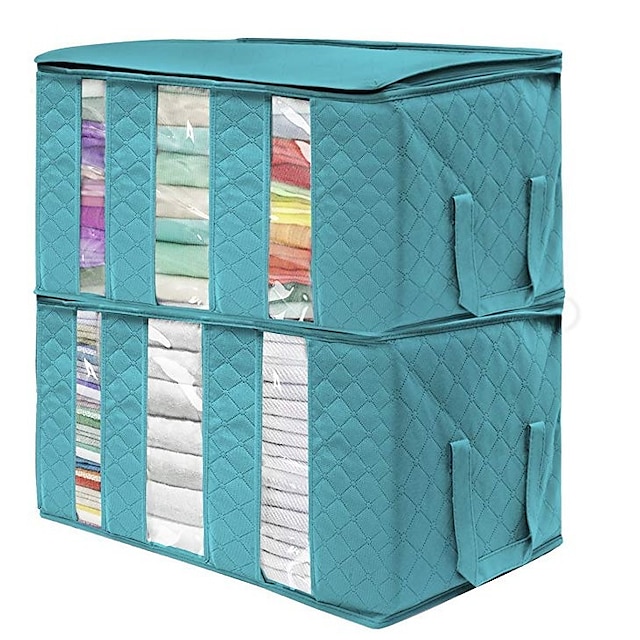 Home & Garden Home Decor | Large Capacity Clothes Storage Bag Organizer with Reinforced Handle Thick Fabric for Comforters Blank