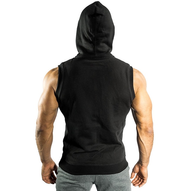 Sports & Outdoors Running, Jogging & Walking | gym hoodie men bodybuilding stringer tank top muscle sleeveless shirt (xl, black)