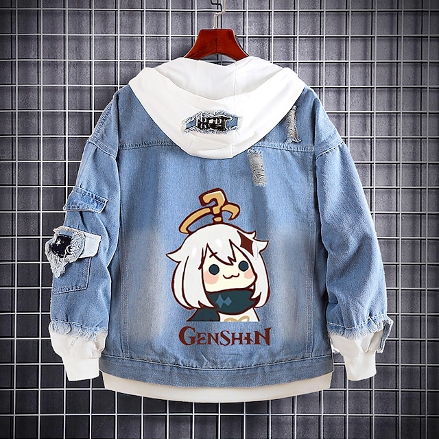 Toys & Hobbies Cosplay & Costumes | Inspired by Genshin Impact Klee Anime Cartoon Poly / Cotton Anime Denim Jacket Harajuku Kawa