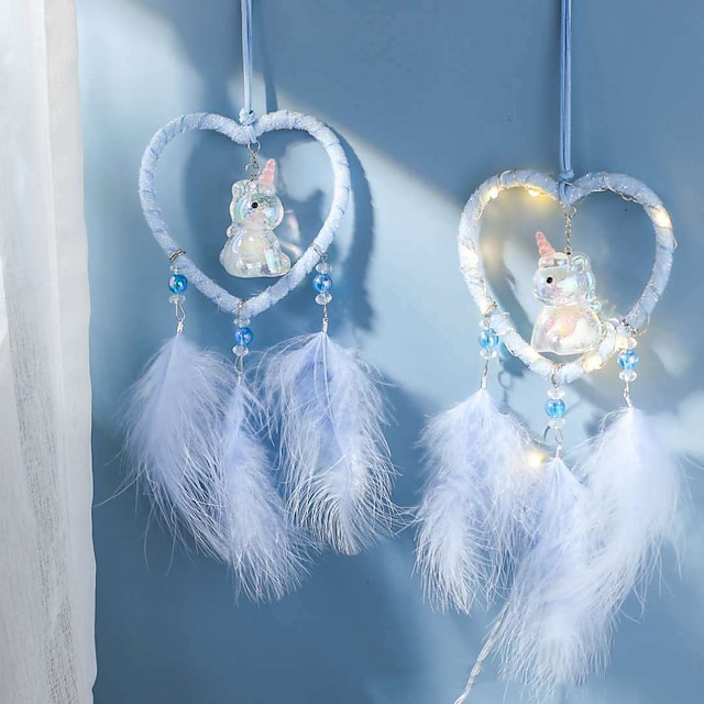  Boho Dream Catcher Handmade Gift Wall Hanging Decor Art Ornament Craft Heart Unicorn Feather For Kids Bedroom Wedding Festival