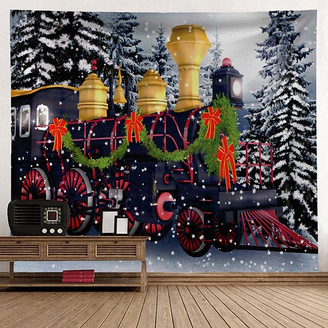  kerstmis kerstman vakantie partij wandtapijt kunst decor deken gordijn opknoping huis slaapkamer woonkamer decoratie kerstboom sneeuwpop eland sneeuwvlok kaars cadeau open haard