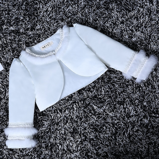  赤ちゃんの女の子ボレロ子供冬の厚いサテンショートジャケットフェイクファーフォーマルな女の子肩をすくめる子供服