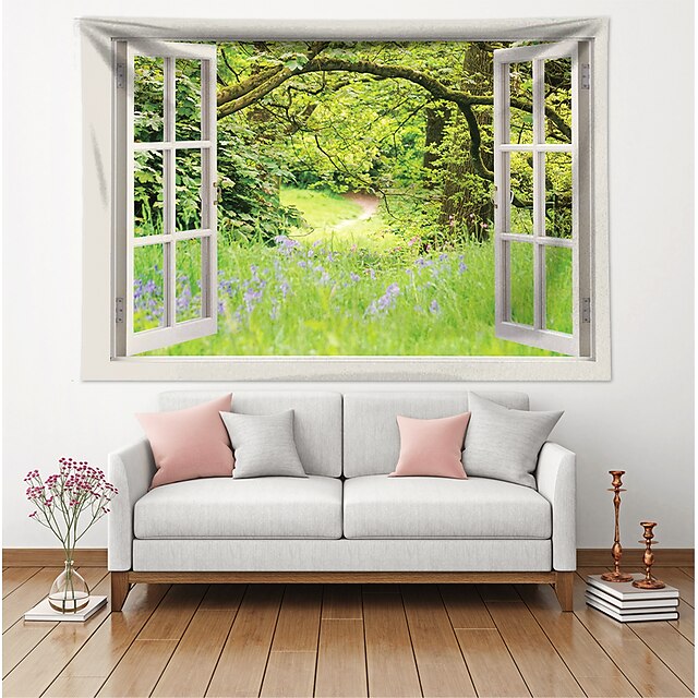 Home & Garden Home Decor | Fake Window Landscape Wall Tapestry Art Decor Blanket Curtain Hanging Home Bedroom Living Room Decora