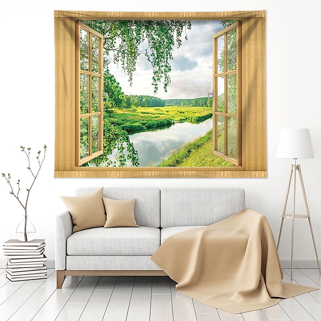 Home & Garden Home Decor | Fake Window Landscape Wall Tapestry Art Decor Blanket Curtain Hanging Home Bedroom Living Room Decora