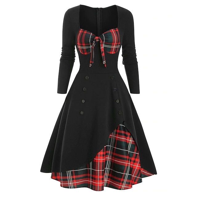  שמלת קוקטייל רטרו וינטג' שנות ה-50 שמלת שמלת וינטג' שמלת התלקחות שמלת מסיבת חג המולד שמלת אירוע לנשים/מסיבות פסטיבל