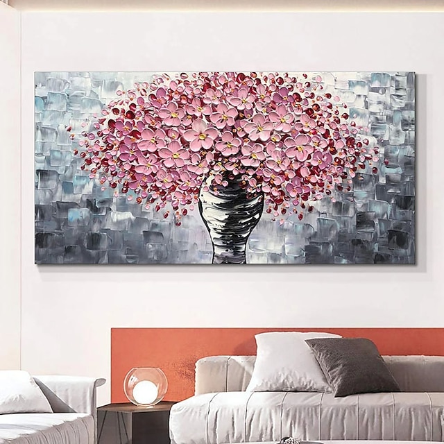 Home & Garden Wall Art | Oil Painting Handmade Hand Painted Wall Art Horizontal Modern Pink Texture Flowers Home Decoration Deco