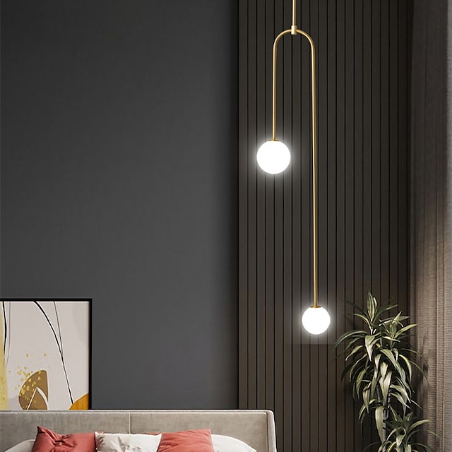  مصباح معلق LED 2-Light 120 سم قابل للتعتيم على شكل دائرة كروية بتصميم دائري مصباح أكريليك فني رسمي حديث على الطراز الاسكندنافي المتاجر / المقاهي وغرفة الطعام وغرفة النوم وأضواء غرفة الأطفال 110-240 فولت