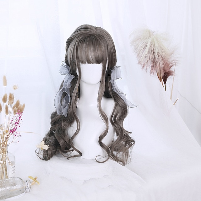 Beauty & Hair Wigs & Hair Pieces | Long Ombre Colorful Synthetic Cosplay Lolita Harajuku Wig With Bangs Natural Wavy Wigs Pink P