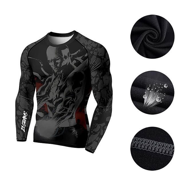 Sports & Outdoors Running, Jogging & Walking | 21Grams® Mens Long Sleeve Compression Shirt Running Shirt Top Athletic Athleisure