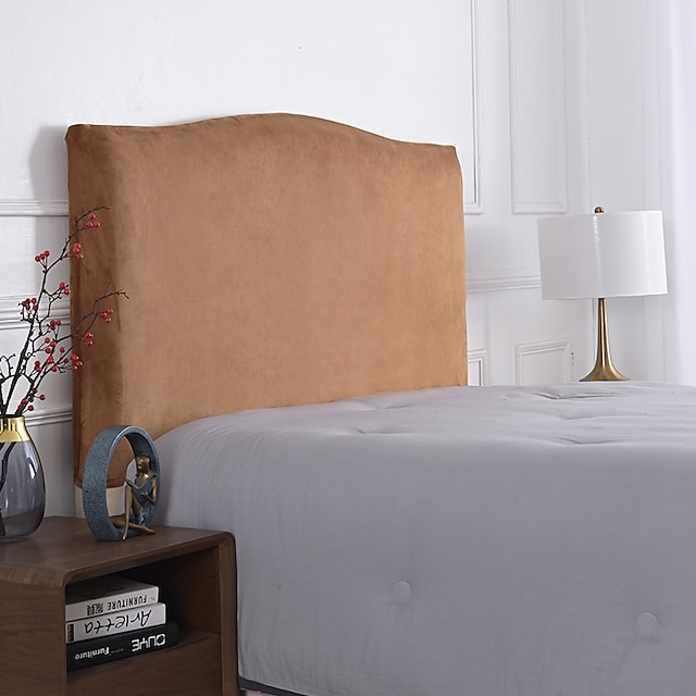  Capa de cabeceira de cama de veludo para decoração de quarto, capa de capa de cabeceira de cama elástica, capa protetora à prova de poeira para cabeceira estofada