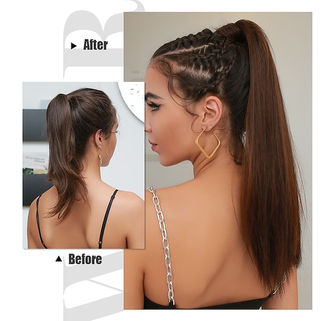 Beauty & Hair Wigs & Hair Pieces | HAIR CUBE Long Straight Ponytail Hair Synthetic Extensions Heat Resistant Hair Wrap Around Po