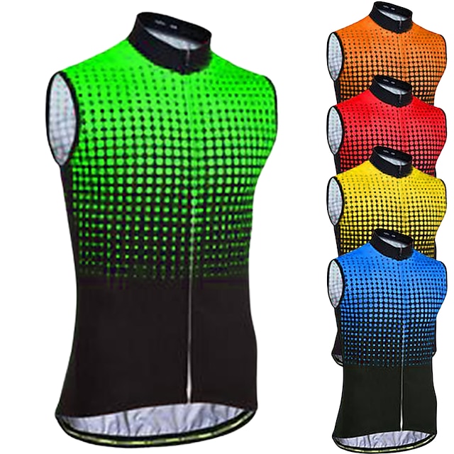  Men's Cycling Jersey Sleeveless Graphic Patterned Vest / Gilet Jersey Green Yellow Orange Breathable Soft Reflective Strips Sports Clothing Apparel / Athletic