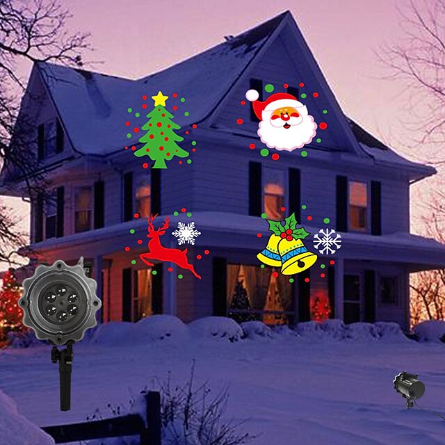  vánoční led projektor krajina světla reflektor 2 v 1 pohyblivé vzory voděodolné venkovní vnitřní vánoční večírek zahradní dekorace 12 diapozitivů 10 barev