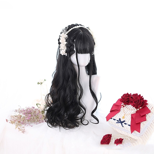 Beauty & Hair Wigs & Hair Pieces | Long Ombre Colorful Synthetic Cosplay Lolita Harajuku Wig With Bangs Natural Wavy Wigs Pink P