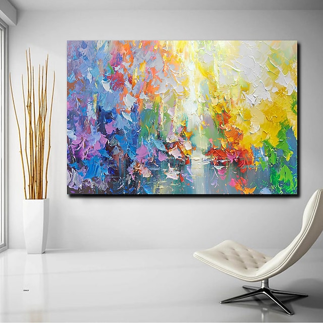 Oil Painting Handmade Hand Painted Wall Art Abstract Lake SceneryYellow Landscape Home