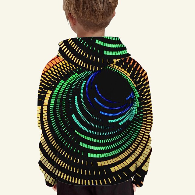 Baby & Kids Boys Clothing | Kids Boys Hoodie Long Sleeve Blue Purple Black 3D Print Graphic Optical Illusion Casual Daily Active