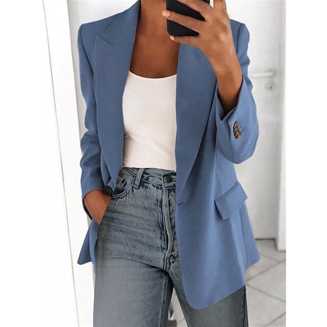  Women's Blazer Single Breasted Lapel Blazer Fall Classic Pink Formal Office Jacket Winter Business Long Sleeve Coat Spring Wedding Party Jacket Oversized