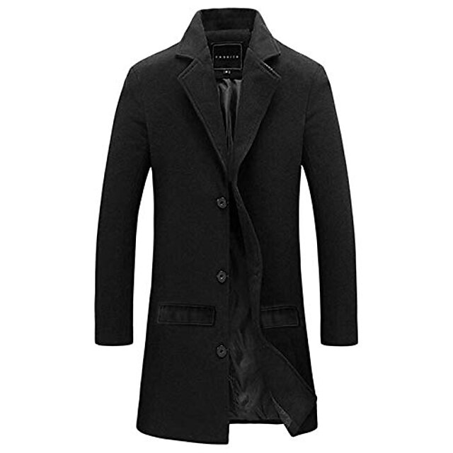 Mens Warm Jacket Overcoat Solid Slim Long Trench Zipper Business Coat by Balakie Mens Warm Jacket Overcoat Solid Slim Long Trench Zipper Business Coat by Balakie