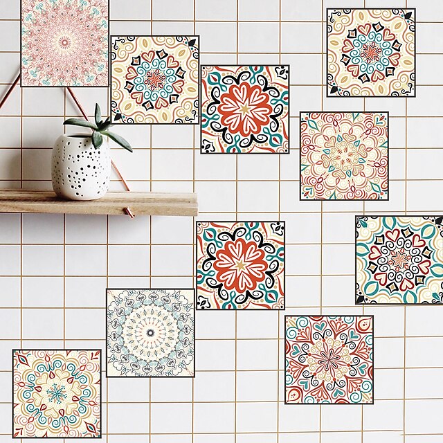 Home & Garden Home Decor | 12pcs 15*15CM Crystal Tile Self-adhesive Paper Bohemian Kitchen Oil-proof And Waterproof Removable Wa