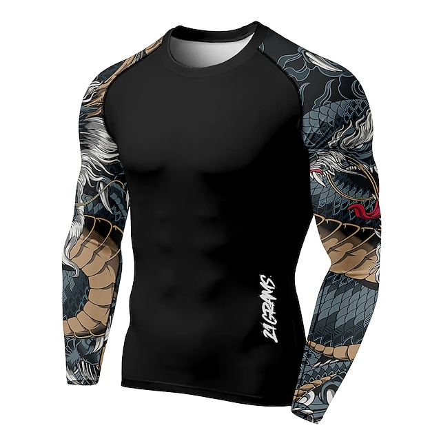 Sports & Outdoors Running, Jogging & Walking | 21Grams® Mens Long Sleeve Compression Shirt Running Shirt Dragon Top Athletic Ath