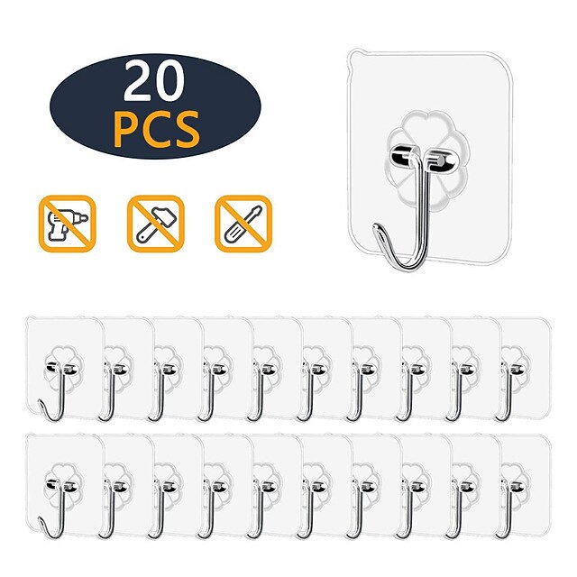 20Pcs Transparent Strong Self Adhesive Door Wall Hangers Hooks Suction Heavy Load Rack Cup Sucker for Kitchen Storage Garlands Towel Hanging Hooks2