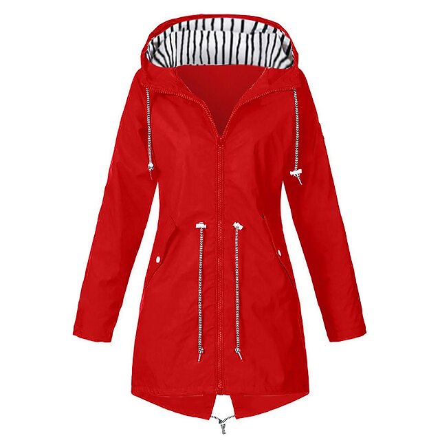  dámská bunda s kapucí, nepromokavá turistická bunda, pláštěnka do deště, zimní outdoorová, teplá, větruodolná, lehká, prodyšná, větrovka, kabát, kempování, rybaření, příležitostná modrá žlutá, červená, námořnická