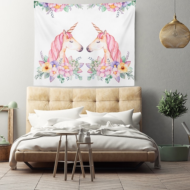 Home & Garden Home Decor | Unicorn Wall Tapestry Art Decor Blanket Curtain Hanging Home Bedroom Living Room Decoration Polyester