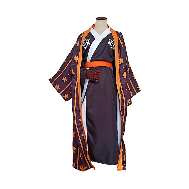  Ispirato da One Piece Legge Trafalgar Anime Costumi Cosplay Giapponese Abiti Cosplay Kimono Calzamaglia / Pigiama intero Cappotto kimono Cintura Per Per uomo