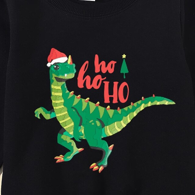 Baby & Kids Matching Outfits | Tops Family Look Cotton Dinosaur Letter Christmas Gifts Print White Black Long Sleeve Basic Match