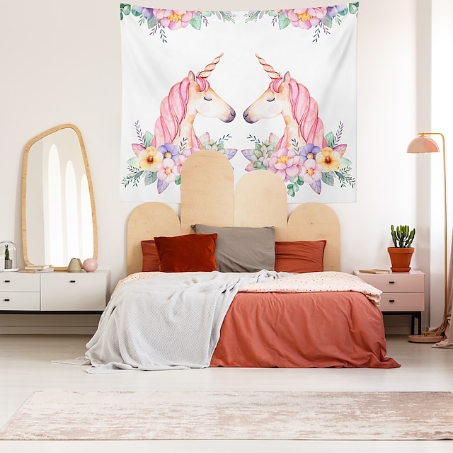 Home & Garden Home Decor | Unicorn Wall Tapestry Art Decor Blanket Curtain Hanging Home Bedroom Living Room Decoration Polyester