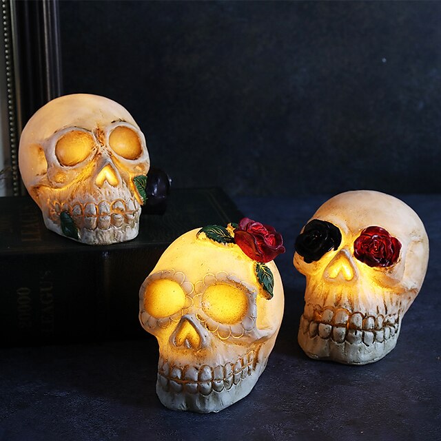 Halloween Decoration Light Luminous Resin Skull Head