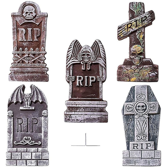  5ks halloweenských náhrobních dekorací realistické a opakovaně použitelné strašidelné dekorace na dvorek a doplňky