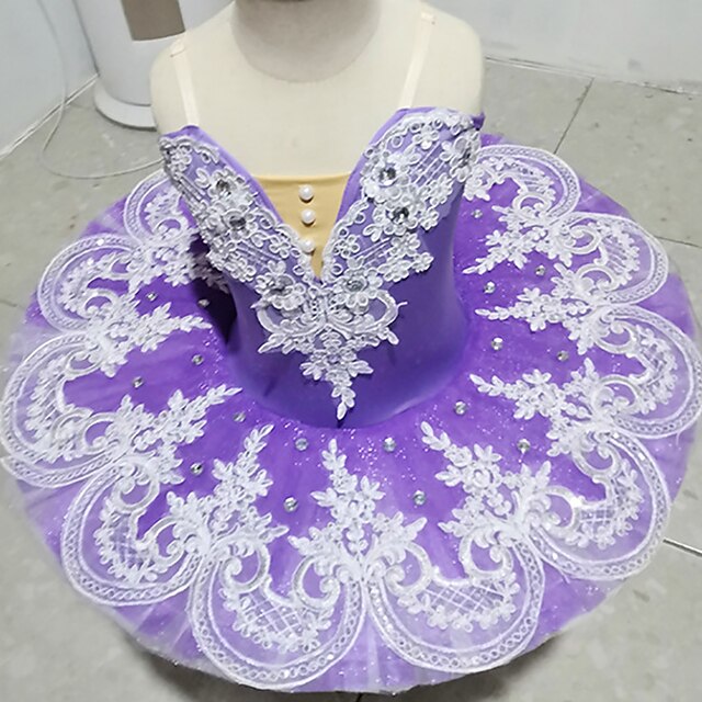 Kids' Dancewear Ballet Tutu Dress Dress Rhinestone Imitation Pearl Lace Girls' Training Performance Sleeveless High Mesh Spandex4