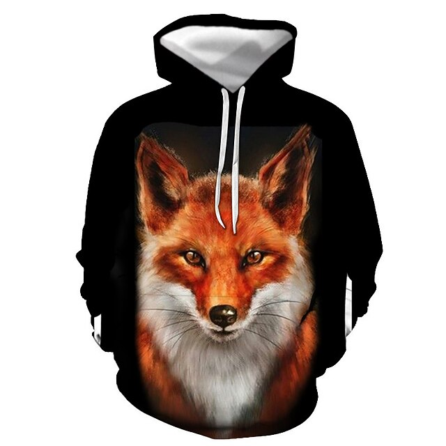 Men's Graphic Fox Hoodie Hoodies Sweatshirt Streetwear Casual Long Sleeve Hooded Casual Daily Royal Blue Blue Print Spring & Fall Designer 9
