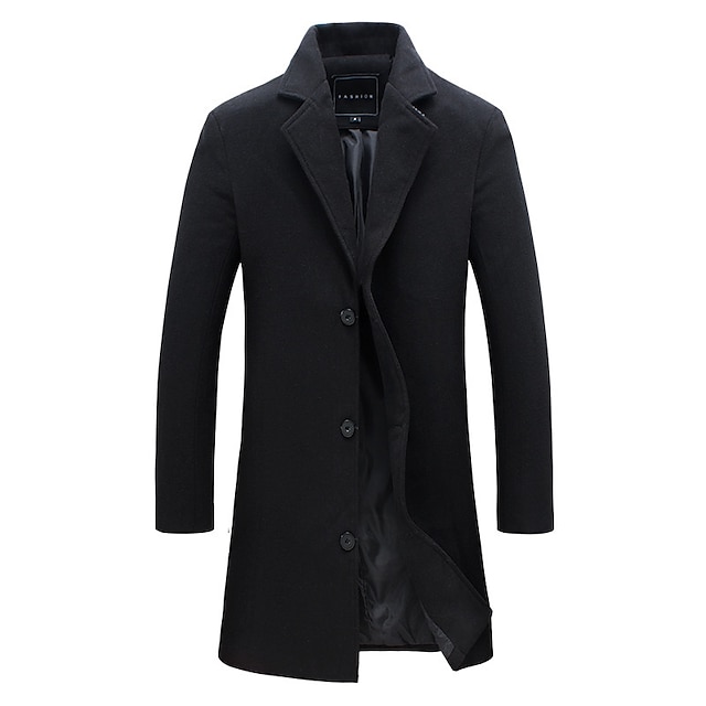  Men's Winter Coat Overcoat Business Casual Winter Polyester Thermal Warm Windbreaker Outerwear Clothing Apparel Business Classical