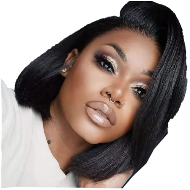 

Human Hair Lace Front Wig Free Part style Brazilian Hair Deep Wave Black Wig 130% Density Classic Women Fashion Women's Short Long Medium Length Human Hair Lace Wig