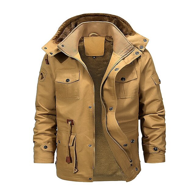 Men's Winter Jacket Pocket Full Zip Outdoor Street Daily Regular Sporty ...