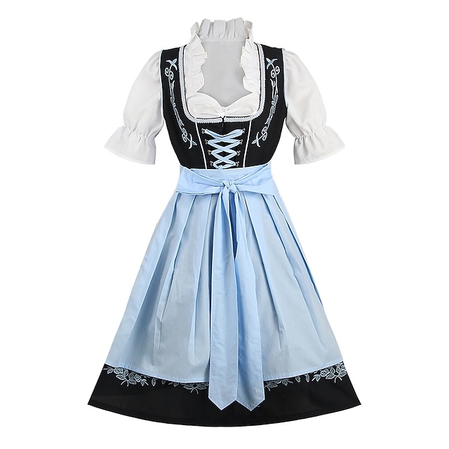  Carnival Dirndl Trachtenkleider Top Dress Apron Women's Bavarian Costume Black / Cotton / Polyester Blend