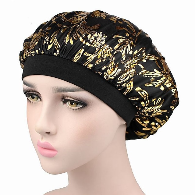 Womens Clothing Womens Accessories | Womens Ethnic Style Beanie / Slouchy Home Street Sequins Floral Print Gold Silver Hat Porta