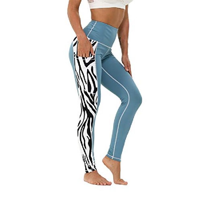 women yoga pants high waist sides zebra 