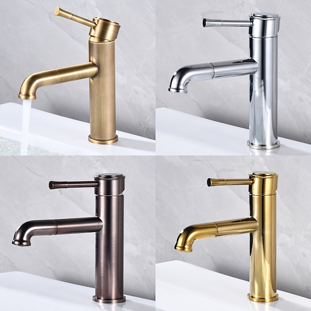  Bathroom Sink Faucet - Pull Out Oil-Rubbed Bronze / Antique Brass Centerset Single Handle One Holebath Taps