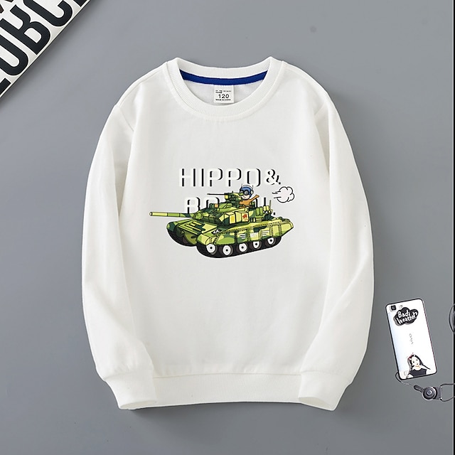 Baby & Kids Boys Clothing | Kids Boys Sweatshirt Long Sleeve Green Blue White Cartoon Graphic Letter Cotton Indoor Outdoor Cool 