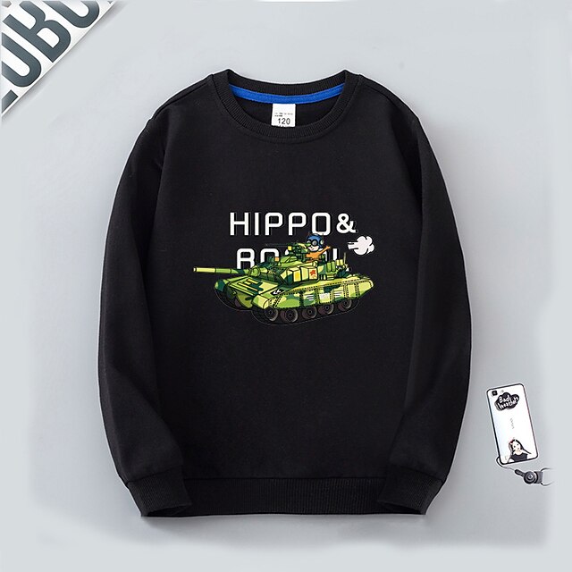 Baby & Kids Boys Clothing | Kids Boys Sweatshirt Long Sleeve Green Blue White Cartoon Graphic Letter Cotton Indoor Outdoor Cool 