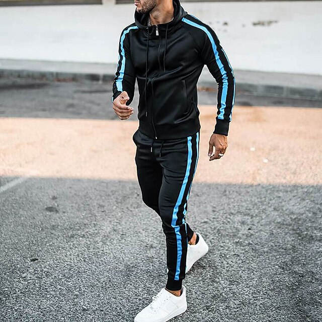 Sports & Outdoors Running, Jogging & Walking | Mens 2 Piece Tracksuit Sweatsuit 2pcs Winter Long Sleeve Moisture Wicking Breatha