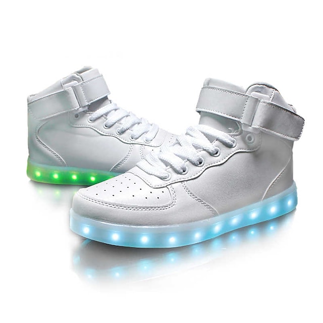  Unisex LED Shoes High Top Light Up Sneakers for Women Men Girls Boys USB Charging Halloween PU Slip Resistant Big Kids(7years +) Athletic LED Luminous Silver Blushing Pink Red Spring